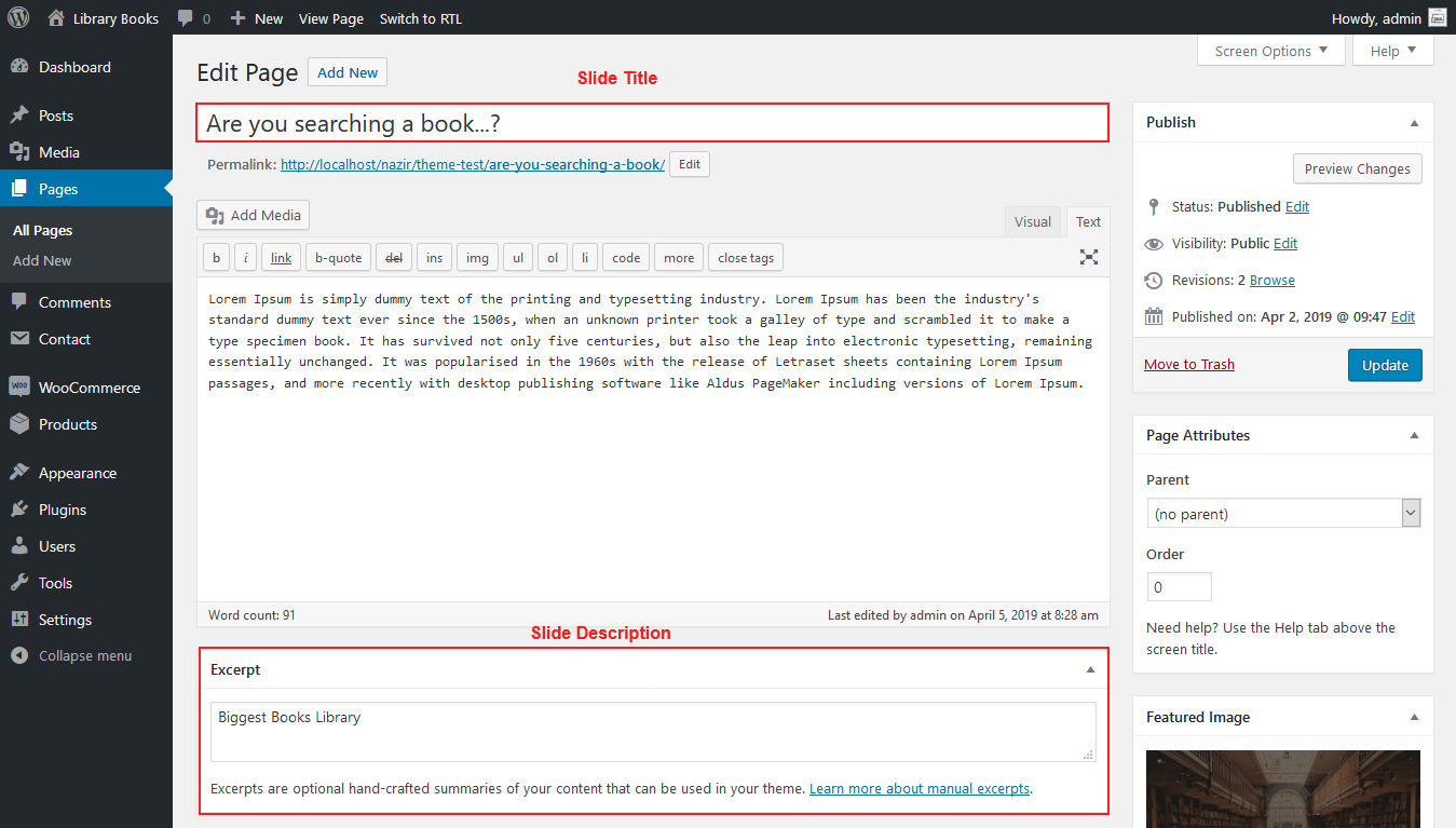Library Books Theme Documentation