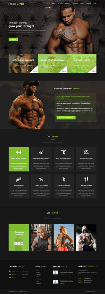fitness center WordPress theme