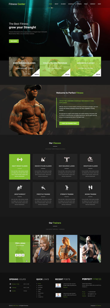 fitness center WordPress theme