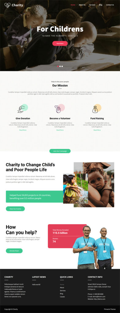 free fundraising WordPress theme