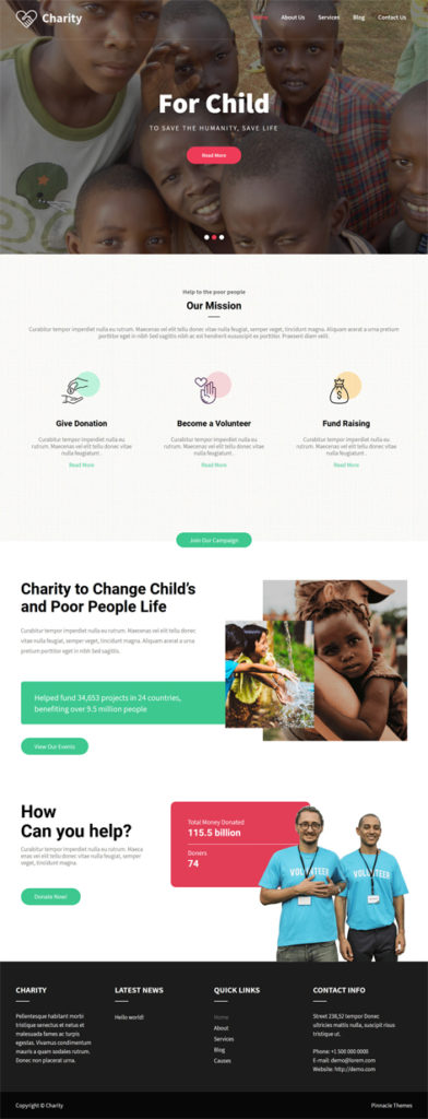 free fundraising WordPress theme