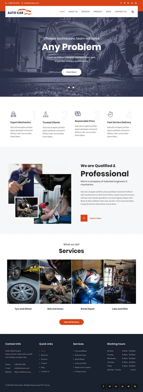 Auto Repair WordPress Theme