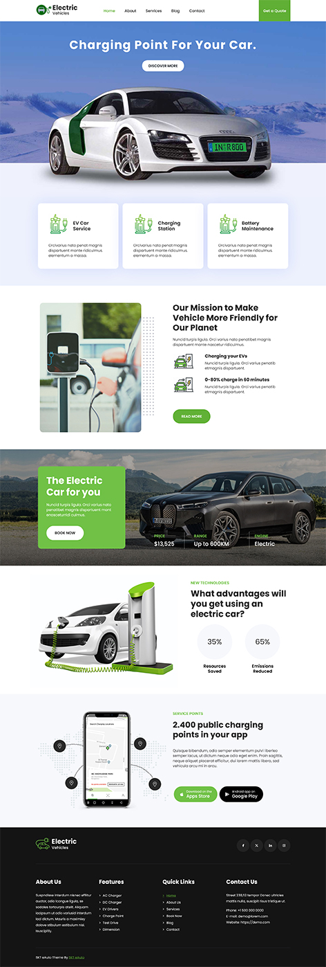 Free Charging Station WordPress Theme for EV Charging Networks and Power Hubs