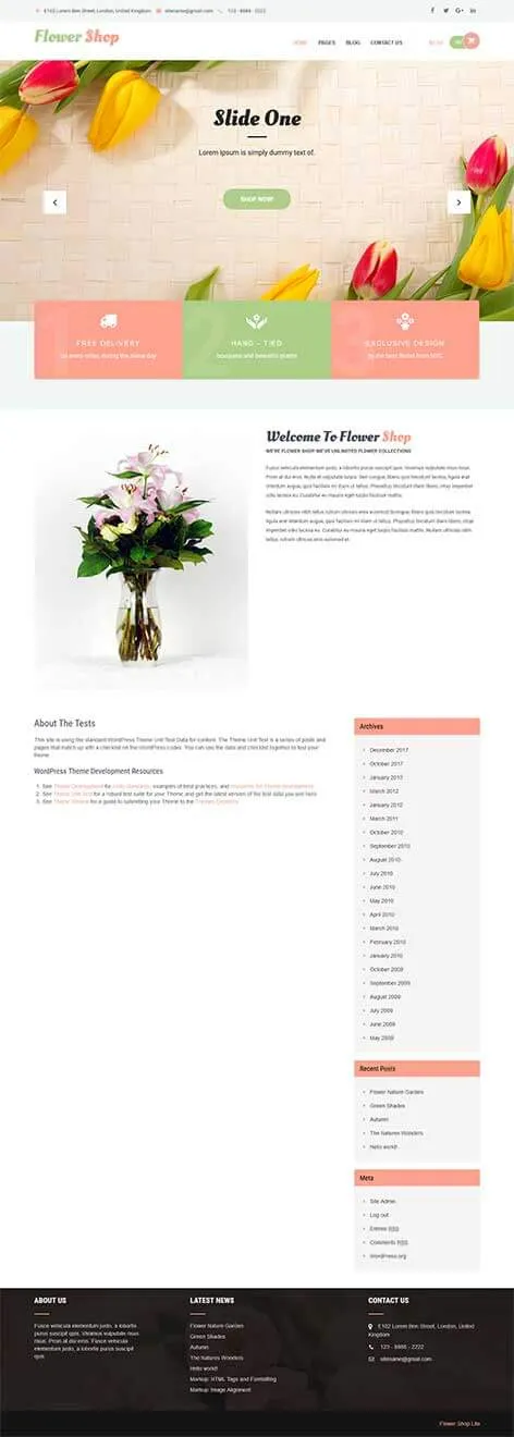 1 Free Flower Shop WordPress Theme for Florists