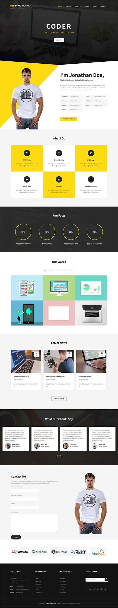 Programmer Portfolio WordPress Theme - Professional & Customizable