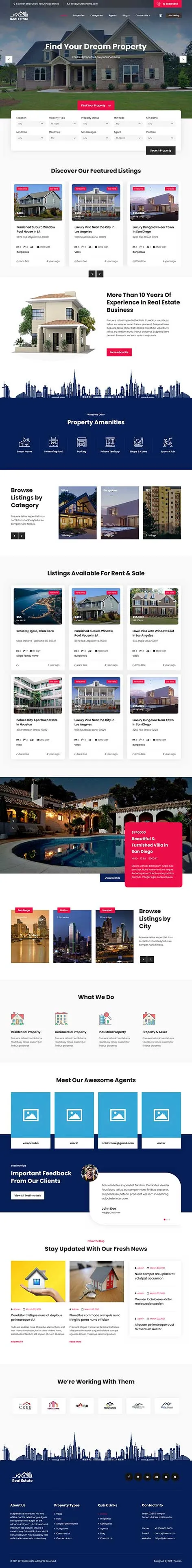 Property Management WordPress Theme with Modern Real Estate Website Design