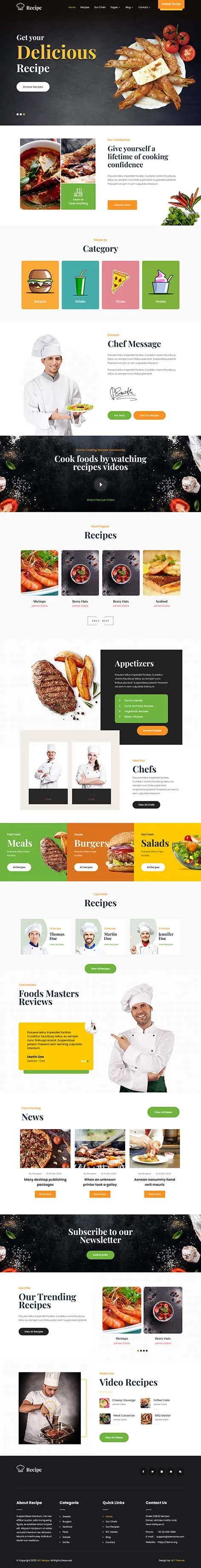 Recipe Blog WordPress Theme â€“ Food & Cooking Website Template