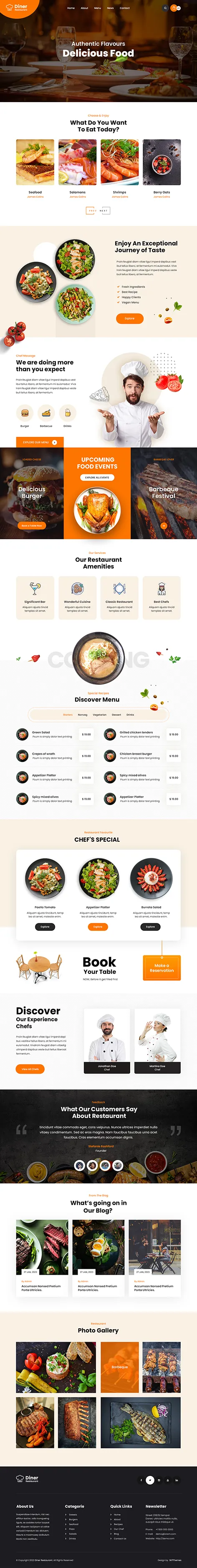 Restaurant Service WordPress Theme for cafes, hotels, and catering businesses