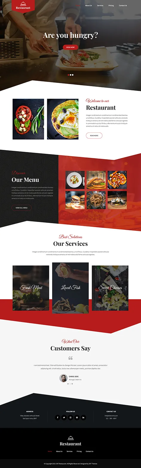 Restaurant Website Template built for showcasing menus and online reservations