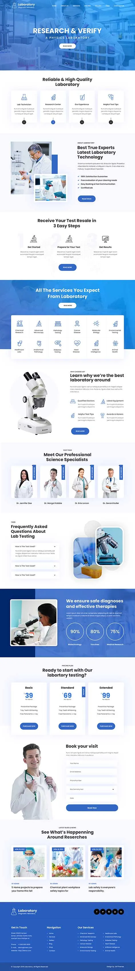 Science Lab WordPress Theme for research centers, educational labs, and experiments display