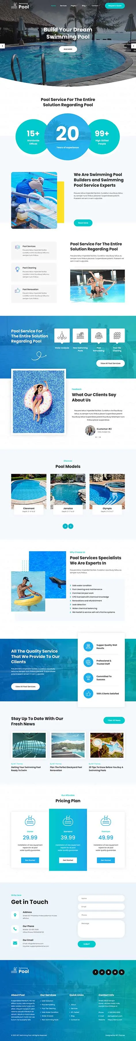 Swimming Academy WordPress Theme for Professional Swim School