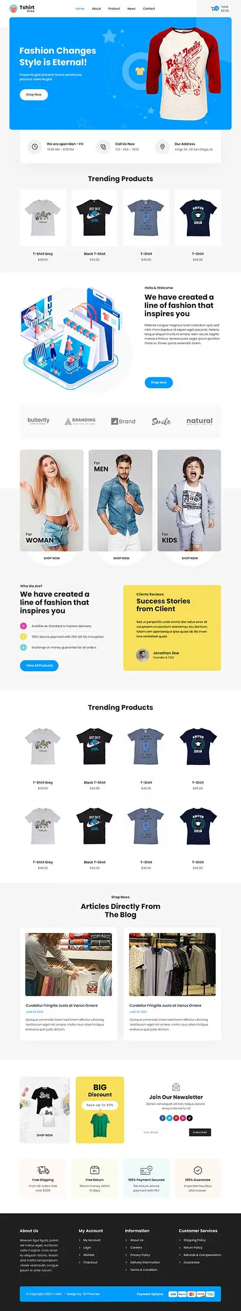 T Shirt Store WordPress Theme for Custom Apparel eCommerce Shop