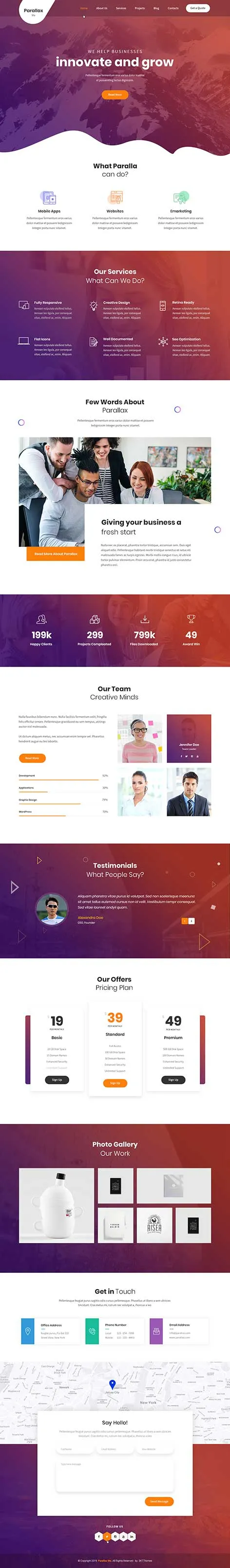 WordPress Parallax Template