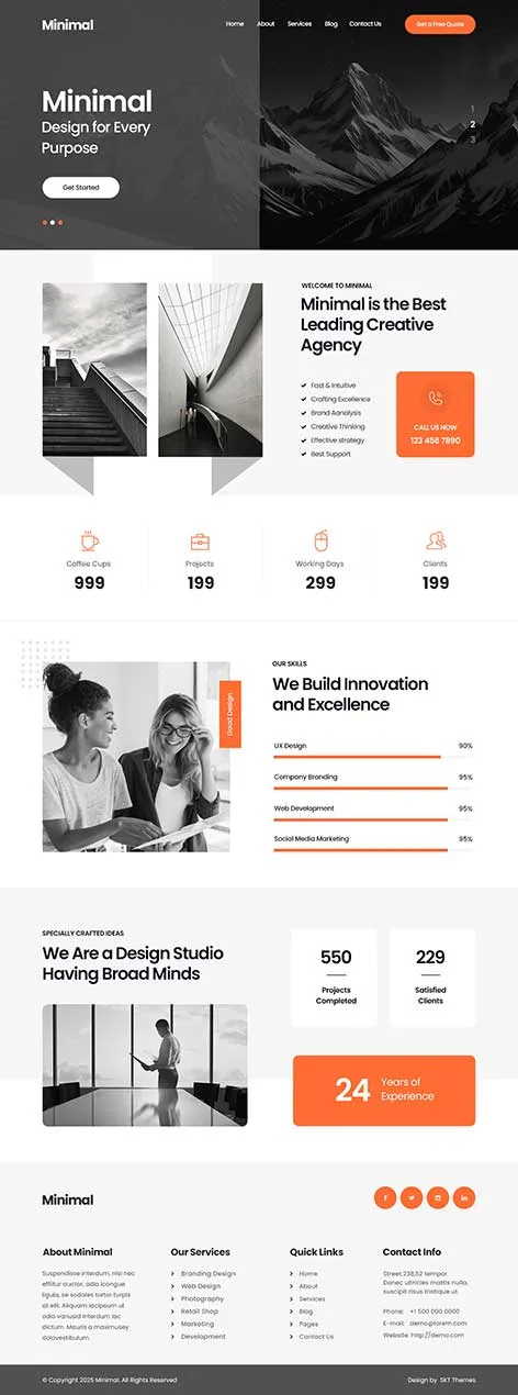 Free Minimalist WordPress theme