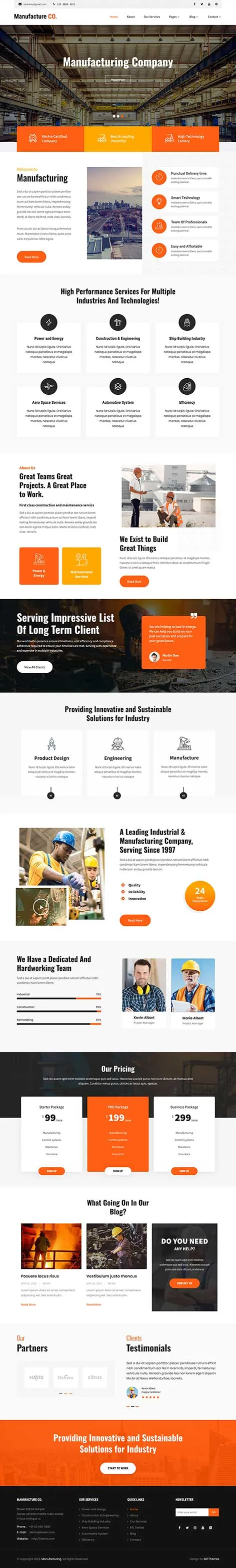 Manufacturer WordPress Theme