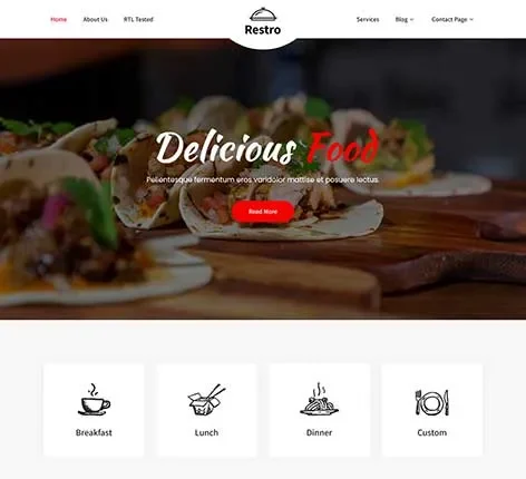 Restaurant Menu WordPress Theme for cafes, diners, and catering businesses