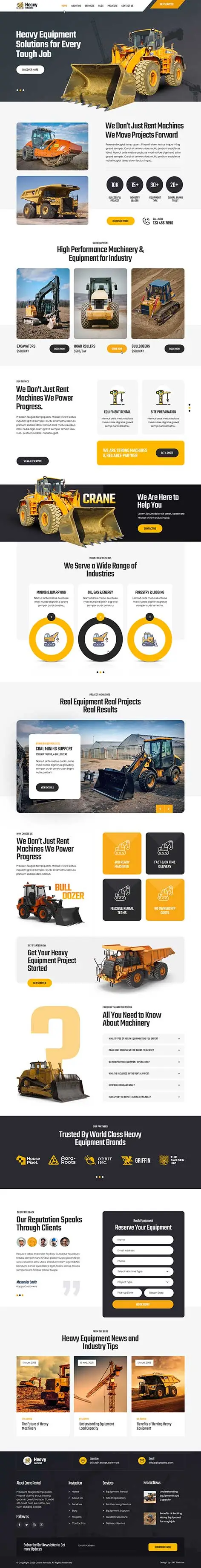 Construction Equipment Rental WordPress Theme